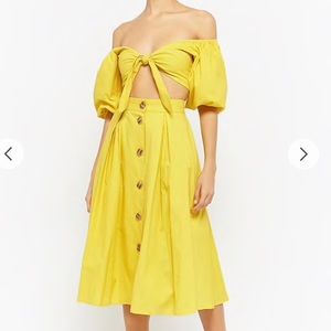 Puff Sleeve Crop Top & Skirt Set